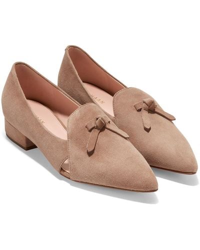 Cole Haan Viola Skimmer Faux Suede Pointed Toe Loafers - Brown