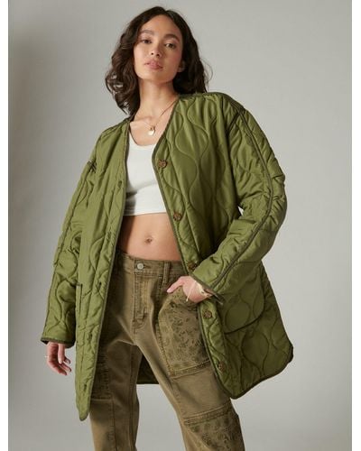 Lucky Brand Longline Quilted Liner Jacket - Green