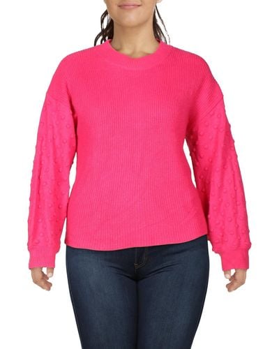 Vince Camuto Raised Dots Crewneck Pullover Sweater - Red