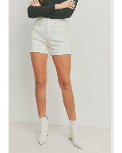 Just Black Denim Lucy Patch Shorts - White
