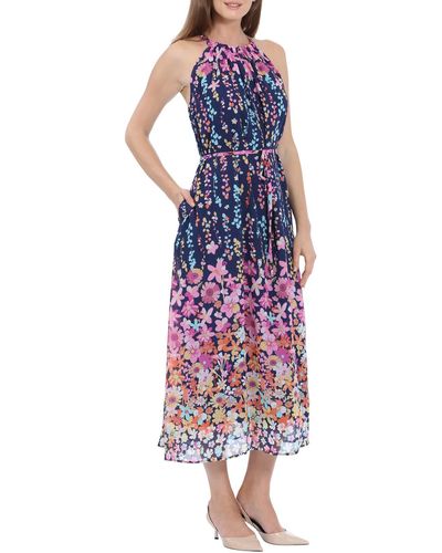 Maggy London Floral Maxi Halter Dress - Multicolor