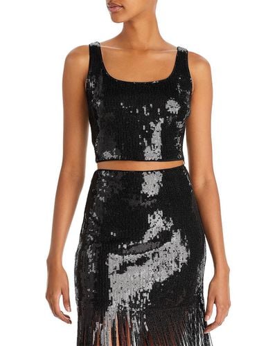 Lucy Paris Morgan Sequined Short Cropped - Black