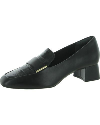 Rockport Total Motion Esma Leather Square Toe Loafer Heels - Black