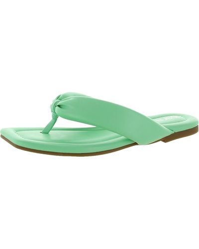 BarIII Cloverr Faux Leather Padded Insole Thong Sandals - Green