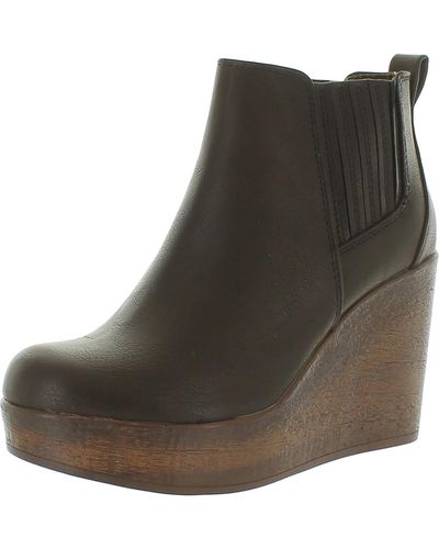 b.ø.c. Athalia Faux Leather Wedge Boots - Brown