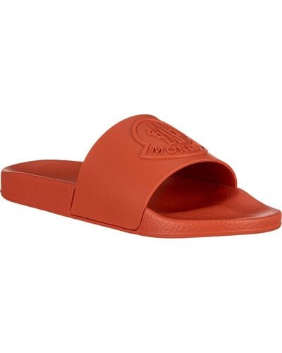 Moncler Footwear Basile Logo Rubber Slides - Red