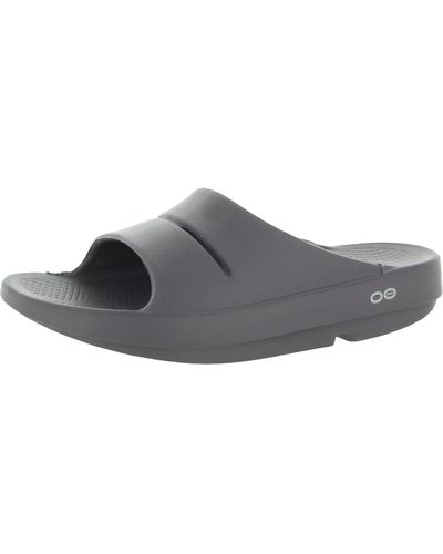 OOFOS Ooahh Cut-out Flexible Slide Sandals - Gray