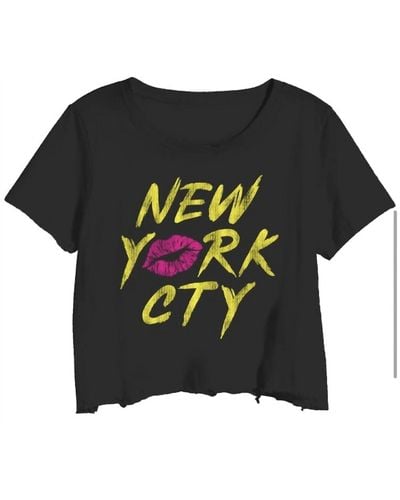 Prince Peter New York City Lips Cropped Tee - Black