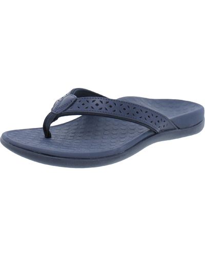 Vionic Tideperf Leather Laser Thong Sandals - Blue