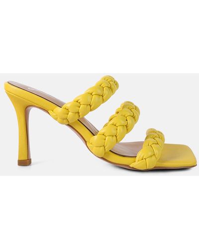 LONDON RAG High Bae Pointed Heel Braided Sandals - Yellow