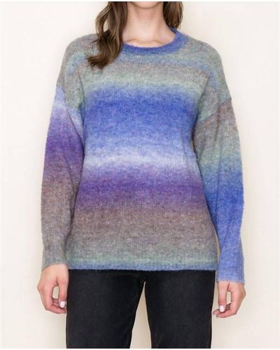 Staccato Ombre Long Sleeve Sweater - Purple