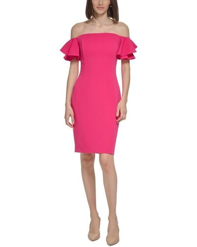 Calvin Klein Crepe Mini Cocktail And Party Dress - Pink