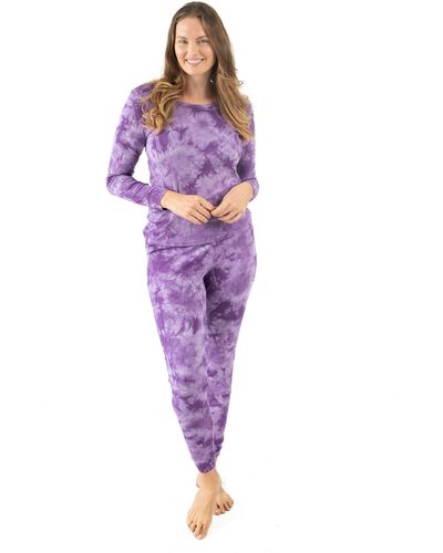 Leveret Two Piece Cotton Pajamas Tie Dye - Purple