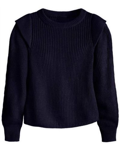 525 America Pullover Shoulder Detail Sweater - Blue