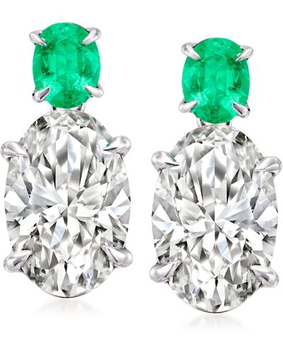 Ross-Simons Lab-grown Diamond Drop Earrings With . Emeralds - Green