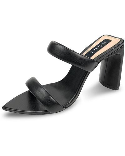 Aqua Strappy Dressy Leather Heels - Black