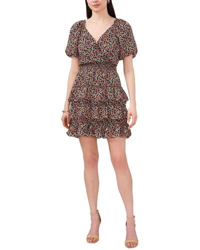 1.STATE Floral Tiered Mini Dress - Natural
