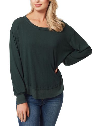 Jessica Simpson Ribbed Crew Neck Pullover Top - Green