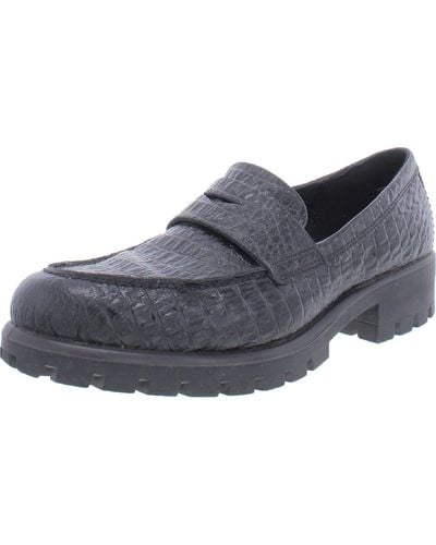 Ecco Modtray Embossed Moc Toe Penny Loafers - Gray