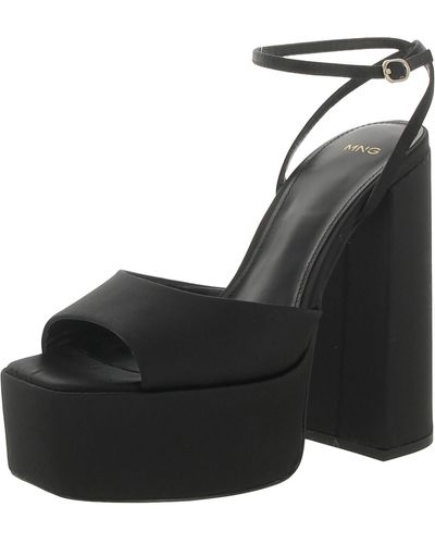 Mng Satin Dressy Platform Sandals - Black