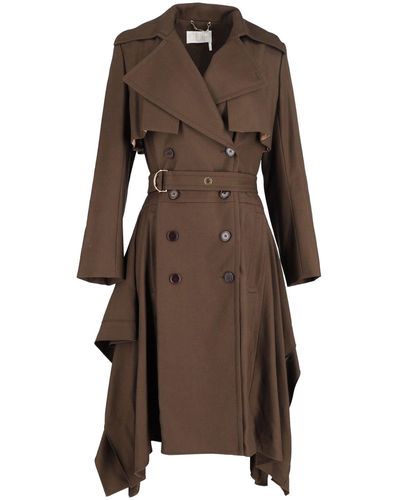Chloé Chloe Double-breasted Belted Drape-side Trench Coat - Brown