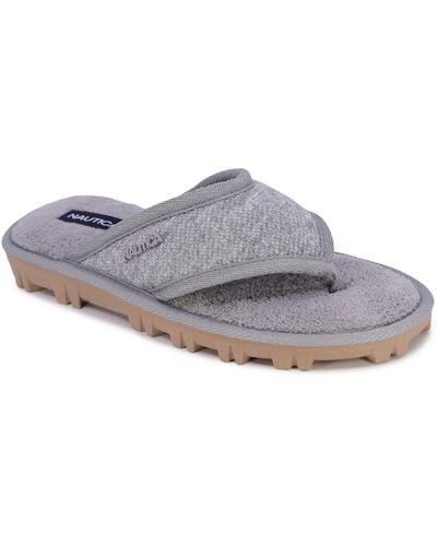 Nautica Plush Slip On Thong Slippers - Gray