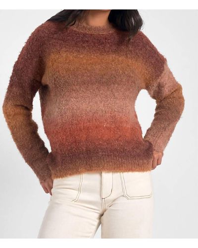 Elan Josie Sweater In Orange Space Dye - Brown