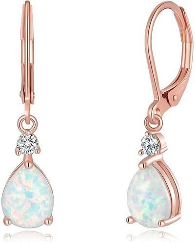 Liv Oliver 18k Gold Opal Drop Earrings - White