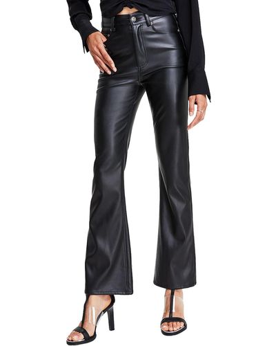 DKNY Faux Leather High Rise Bootcut Pants - Black