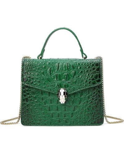 Tiffany & Fred Alligator Embossed Leather Top-handle Shoulder Bag - Green