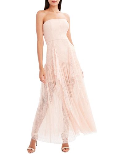 BCBGMAXAZRIA Celeste Lace Strapless Evening Dress - Pink