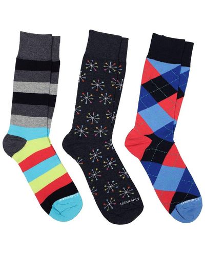 Unsimply Stitched Set Of 3 Crew Sock - Blue