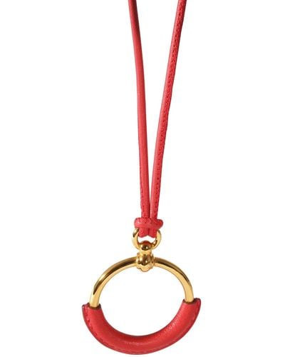 Hermès Petite Loop Leather Gold Plated Pendant - Red