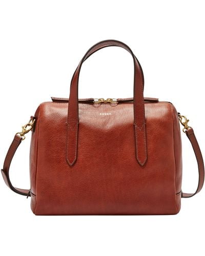 Fossil Sydney Leather Satchel - Red