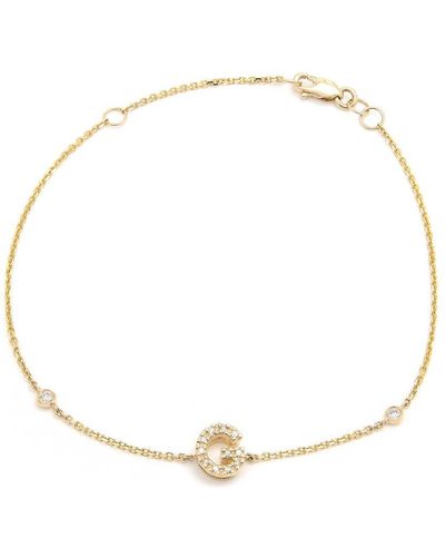 Monary Diamond Initial Fashion Bracelet "g" (14k) (6+1") - Metallic