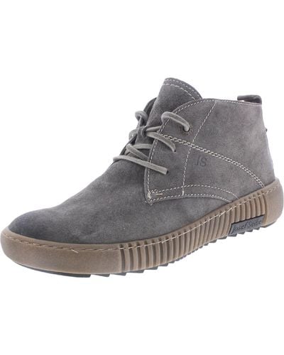 Josef Seibel Suede Lace-up Ankle Boots - Gray