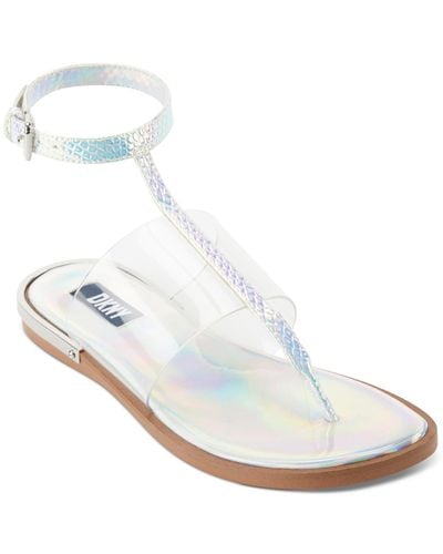 DKNY Ava Thong Sandals Ankle Strap - White