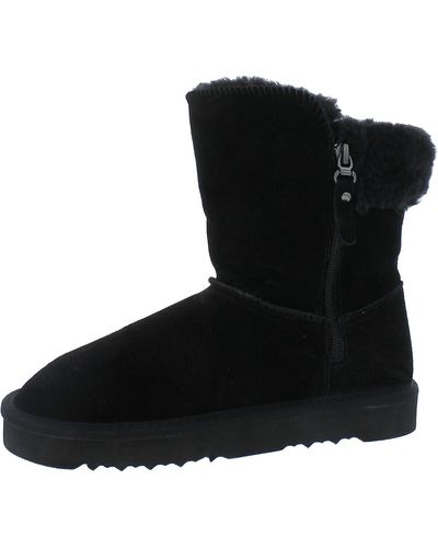 Style & Co. Suede Winter Shearling Boots - Black