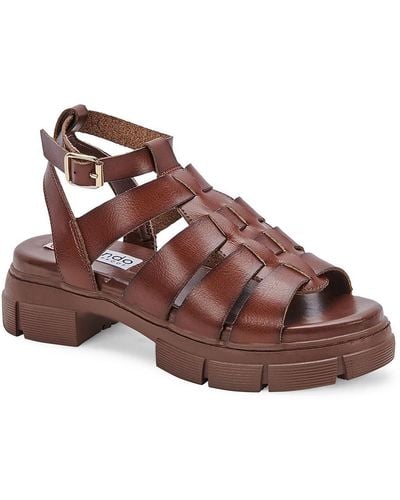 Aqua College Hannah Buckle Open Toe Strappy Sandals - Brown