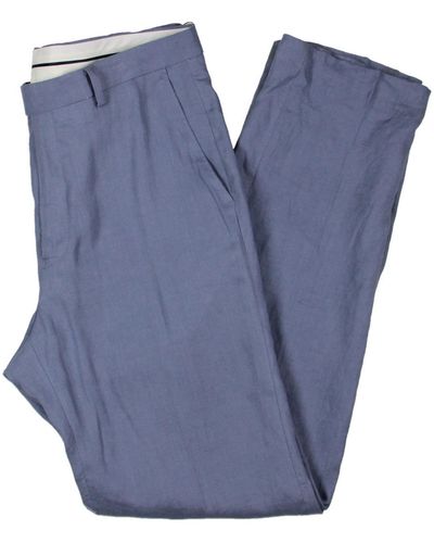 Lauren by Ralph Lauren Linen Stretch Waistband Trouser Pants - Blue
