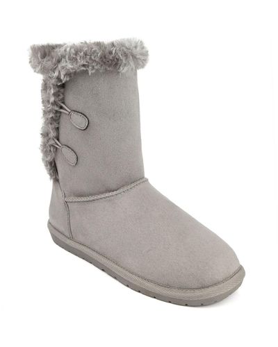 Sugar Marty Ankle Winter Boots Button Side Ankle Boots - Gray