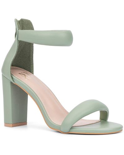 New York & Company Carolyn Faux Leather Strappy Block Heels - Green