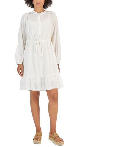 Style&Co Women's 12 White Eyelet Lace Sun Dress Tank Top Shift Cotton Shelf  Bra