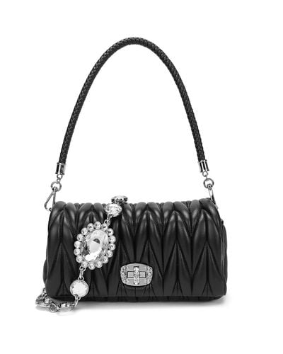 Tiffany & Fred Pleated Sheepskin Shoulder Bag - Black