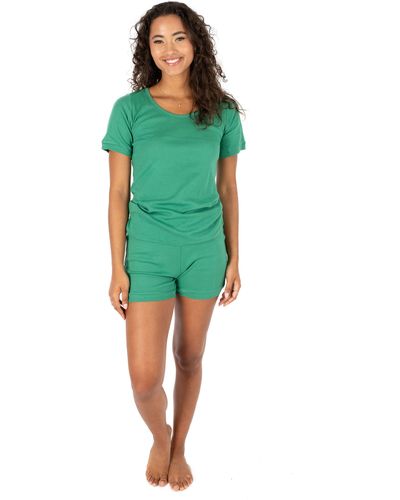 Leveret Two Piece Short Cotton Pajamas - Green