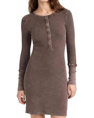 Splendid Forever Henley Mini Dress - Brown