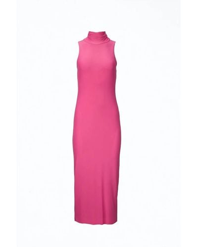 AFRM Poste Stretch-mesh Turtleneck Bodycon Midi Dress - Pink