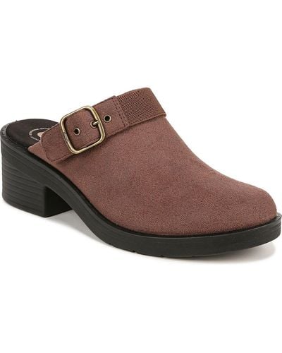 Bzees Open Book Buckle Round Toe Clogs - Brown