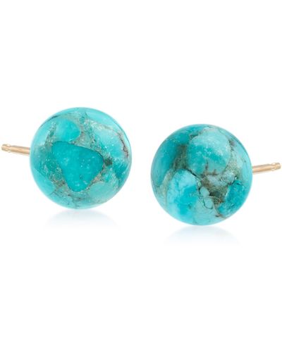 Ross-Simons 10-10.5mm Turquoise Bead Stud Earrings - Blue