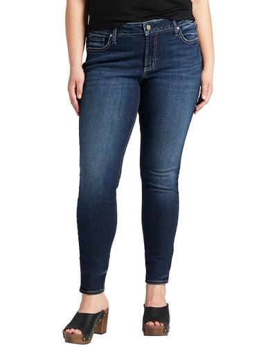 Silver Jeans Co. Plus Elyse Curvy Fit Dark Wash Skinny Jeans - Blue